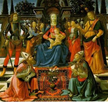 多梅尼科 基爾蘭達約 Domenico Ghirlandaio Madonna and Child enthroned with Saint 多梅尼科 基爾蘭達約 Domenico Ghirlandaio Madonna and Child enthroned with Saint